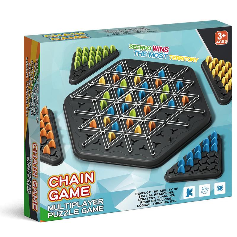 Chain Triangle Chess Game, Triggle Game, Board Game for Family Game Night - Family Board Games for Kids and Adults - 2-4 Players - Ages 3 Years and Up chain triangle Electronic Tic chess game Catapult Chess Triangle Chain Magnetic Chess