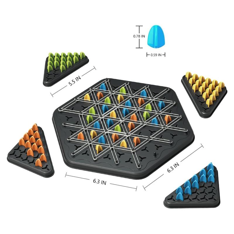 Chain Triangle Chess Game, Triggle Game, Board Game for Family Game Night - Family Board Games for Kids and Adults - 2-4 Players - Ages 3 Years and Up chain triangle Electronic Tic chess game Catapult Chess Triangle Chain Magnetic Chess