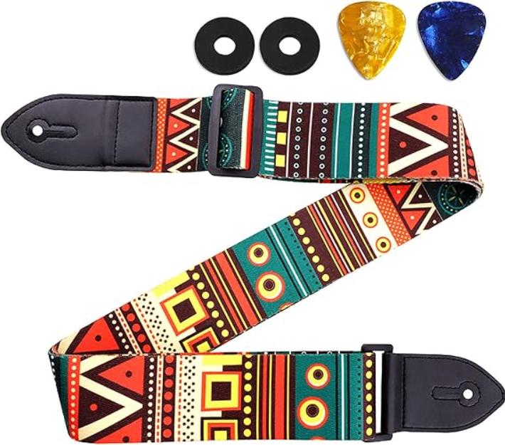 Guitar Strap, Acoustic Guitar Strap, Electric Bass Guitar Strap Includes Guitar Picks Strap Locks Leather Ends