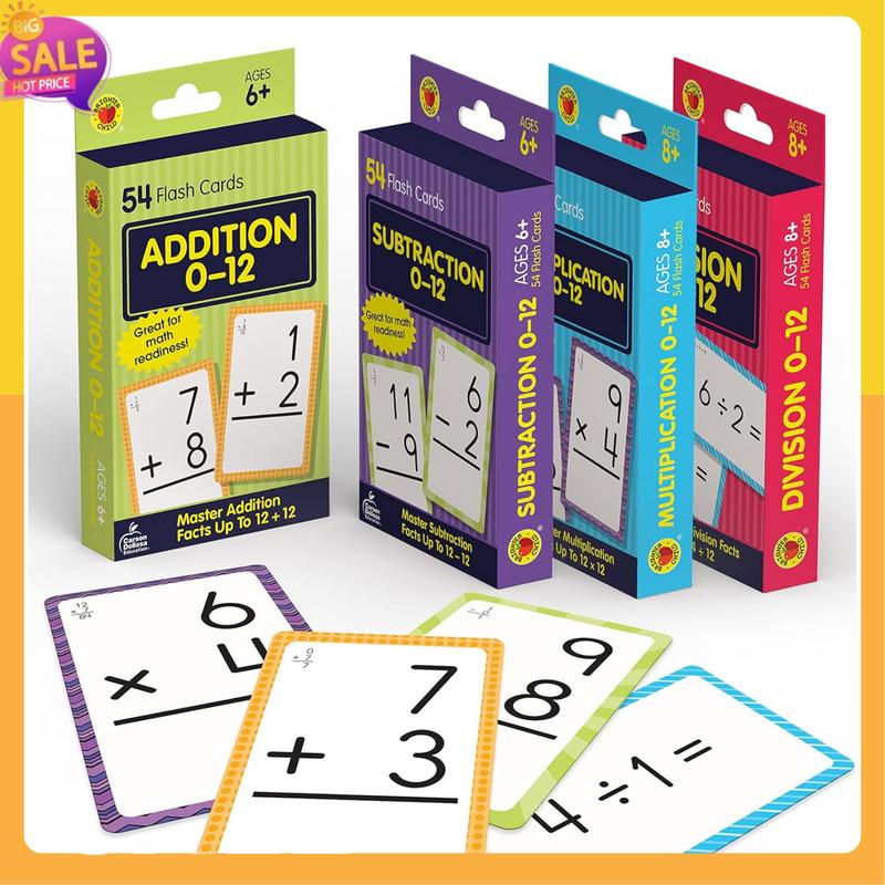 Carson Dellosa 4-Pack Math Flash Cards, 211 Addition and Subtraction Flash Cards and Multiplication and Division Flash Cards