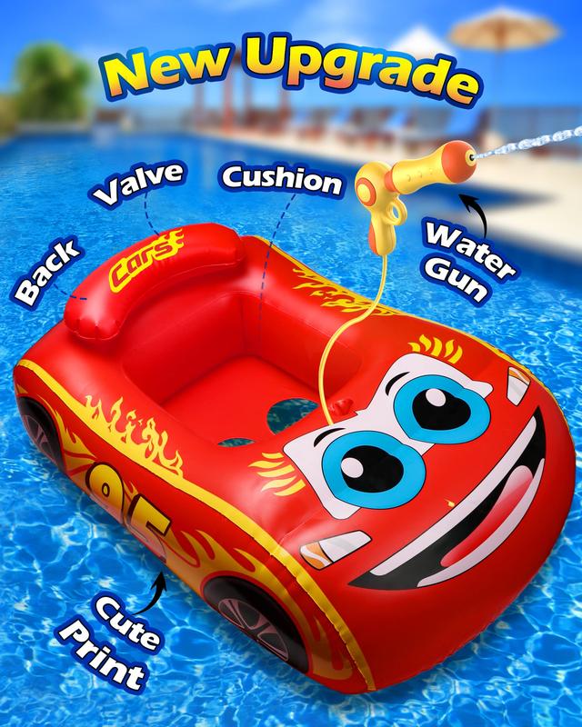 Pool Inflatable Floats for Kids, Airplane Car Swimming Pool Floats, Kids Pool Float with Gun for Kids Swimming Pool Beach Summer Water Float Party Outdoor kiddie pool