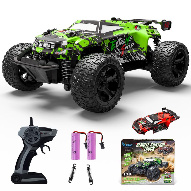 1:18 All Terrain RC Car, 20 KPH High Speed 4WD Electric Vehicle with 2.4 GHz Remote Control, 4X4 Waterproof Off-Road RC Trucks with 2 Rechargeable Batteries, Christmas Toys Gifts drift rc power wheels rccars of