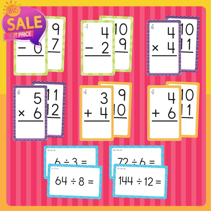 Carson Dellosa 4-Pack Math Flash Cards, 211 Addition and Subtraction Flash Cards and Multiplication and Division Flash Cards