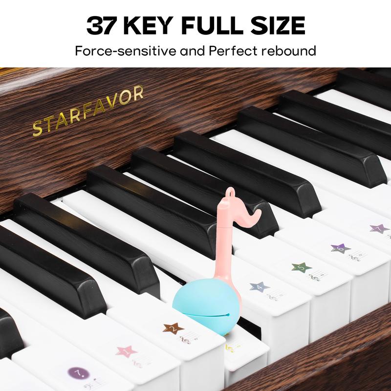 Starfavor Kids Piano Keyboard,37 Keys Digital Piano,Music Educational Toy,for 3+ Girls and Boys,with Volume Adjustable,Piano Toy with Microphone