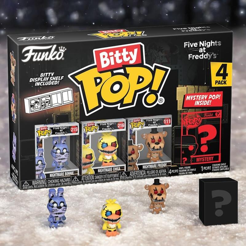 Funko Bitty Pop!: Five Nights at Freddy's Mini Collectible Toys 4-Pack - Nightmare Bonnie, Chica, Freddy & Mystery Chase Figure