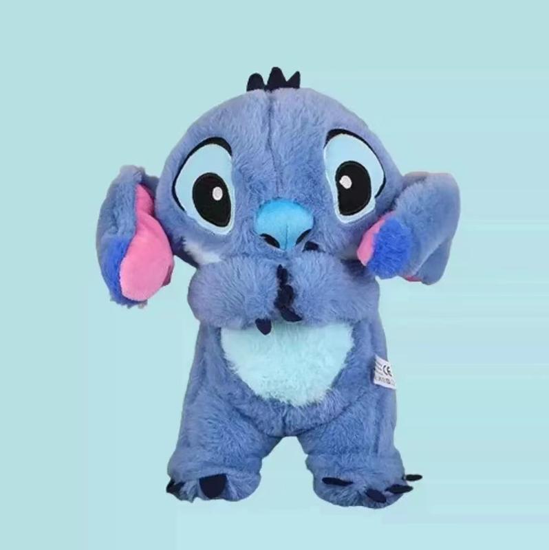 Stitch Anxiety Relief Plush Animal Breathing Relief Plush Animal Baby Sound Machine with Sensory Details Music Lights and Rhythmic Breathing Movements