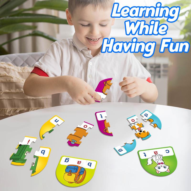 Kasfalci CVC Puzzle Cards for learners,CVC Word Games,Phonics Games,3 Alphabet Letter Word Puzzles,Learning Spelling Games CVC Word CVC Word flashcards  for