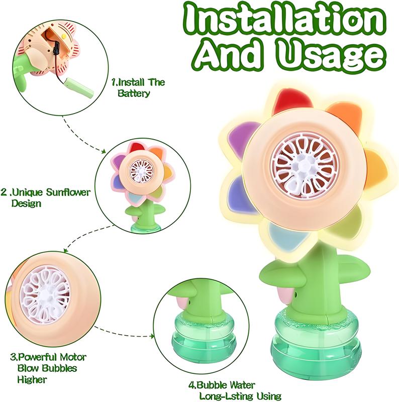 Sunflower Bubble Machine for Kids Automatic Bubble Blower 5000+ Bubbles,Rechargeable Battery,Bubble Solution Bubble Toy Gift Suitable for Outdoor Party Wedding Birthday Sunflower Night Light,wubble bubble balls juguete de bathbubblemachine