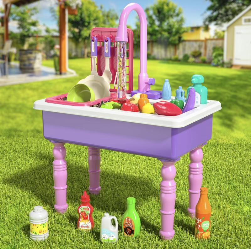 Purple Interactive Play Sink Toy with Automatic Water Circulation - Fun Kitchen Role Play Gift