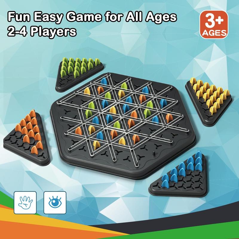 Chain Triangle Chess Game, Triggle Game, Board Game for Family Game Night - Family Board Games for Kids and Adults - 2-4 Players - Ages 3 Years and Up chain triangle Electronic Tic chess game Catapult Chess Triangle Chain Magnetic Chess