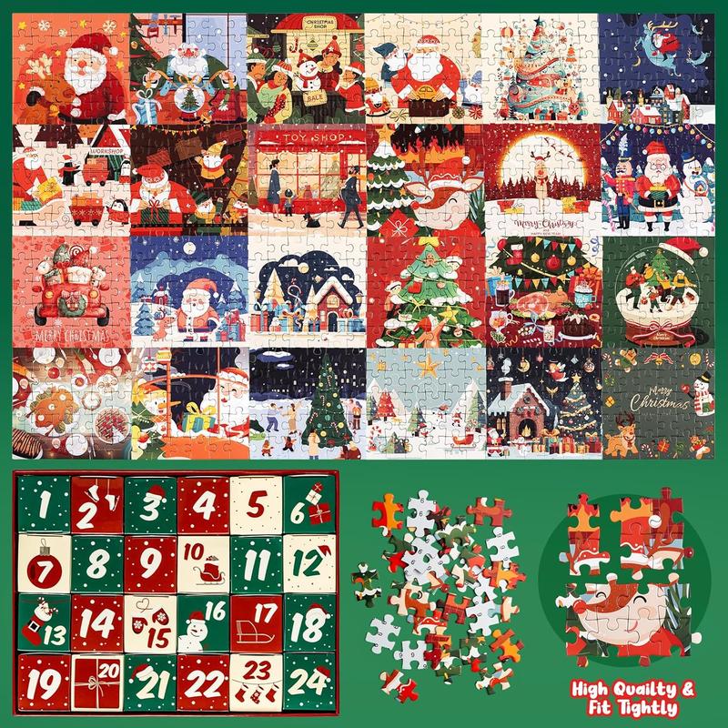 Advent Calendar 2024 Christmas Puzzles, Commodum 720 Pieces Puzzle 24 Days of Christmas Countdown Jigsaw Puzzles Family Calendar Gitfs for Kids Adults, Christmas Stocking Stuffer Home Decoration