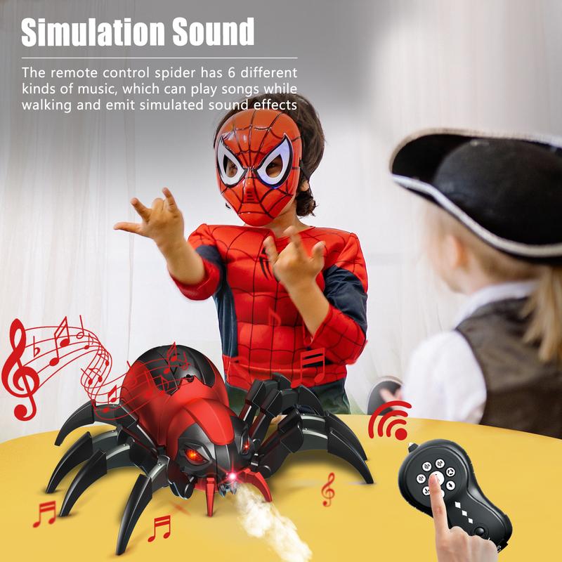 Hamiface Remote Control Spider Kids Toys - Realistic RC Spider, Music Effect, LED Light, Toys for 3 4 5 6 7 8 9 10 11 12+ Year Old Boys Girls, Gifts for Halloween Christmas Birthday Gift Package