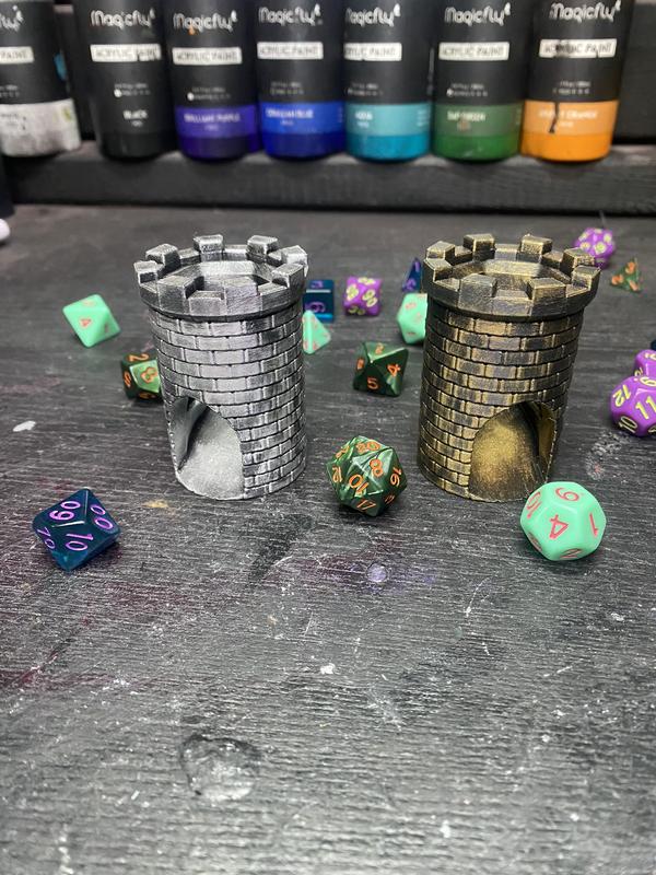 NerdHub Miniature Dice Tower for Tabletop Role Playing Games - Efficient Dice Rolling, Compact Size, Fantasy & Sci-Fi Themed Design