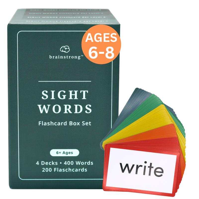 400 Sight Words | Ages 5-8 | Learn to Read | Brainstrong Premium 4 Box Set - 200 Flashcards