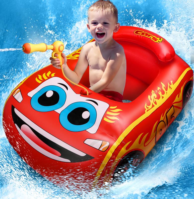 Pool Inflatable Floats for Kids, Airplane Car Swimming Pool Floats, Kids Pool Float with Gun for Kids Swimming Pool Beach Summer Water Float Party Outdoor kiddie pool