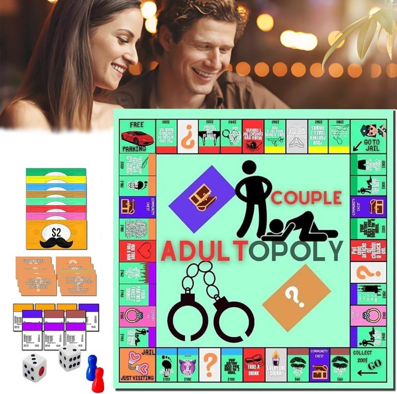 Adultopoly Board Game, Couple Adultopoly Board Date Night Board Game for Adults, Couple Game Card Board Game Props, Board Game Relationship Card