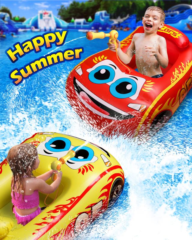 Pool Inflatable Floats for Kids, Airplane Car Swimming Pool Floats, Kids Pool Float with Gun for Kids Swimming Pool Beach Summer Water Float Party Outdoor kiddie pool