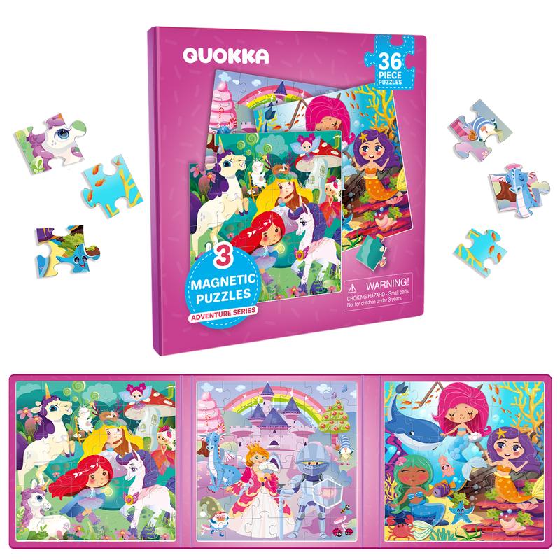 QUOKKA Magnetic Book 20-36 Pcs Puzzles for Kids | Princess, Unicorns, Animals & Maps