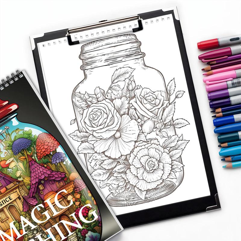 Magic Jar Theme Coloring Painting, Magical Little World in The Jar, New Year and Other Holiday Party Gifts