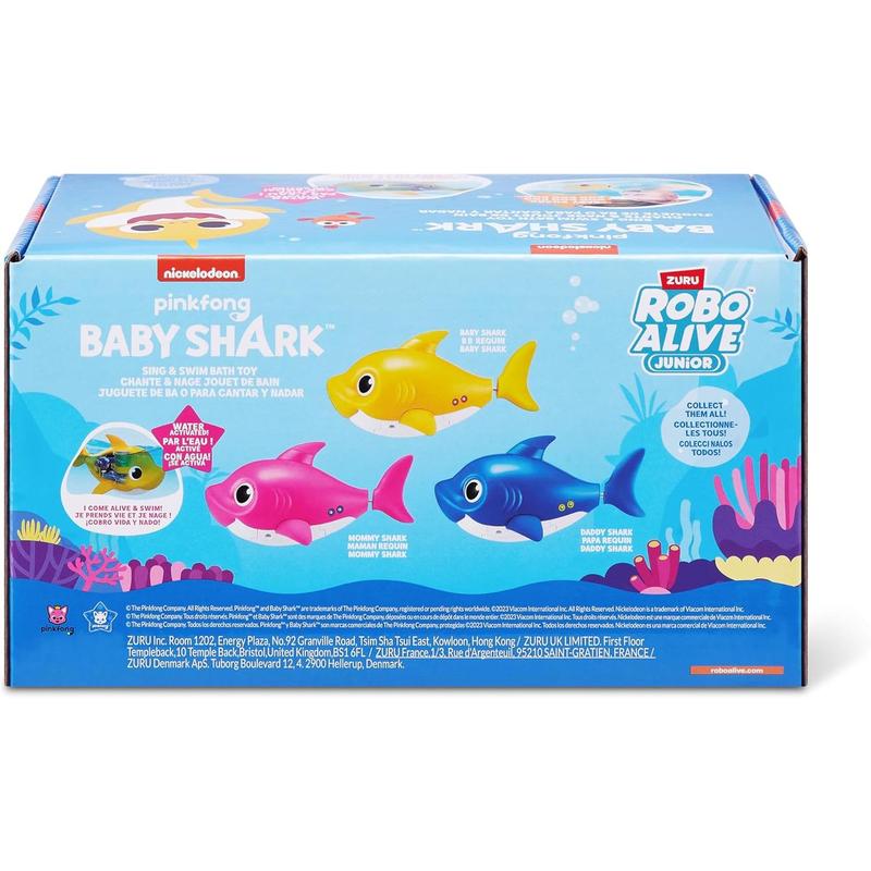 Robo Alive Junior Baby Shark New Silicon Fins Version Singing and Swimming Daddy Shark (Blue) by ZURU