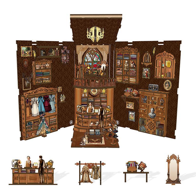 Vintage Royal Tailor Shop Design DIY Wooden Book Nook Kit, 1 Set DIY Miniature House Kit, 3D Puzzle Desktop Ornament for Adults & Teens, Stocking Fillers Gift