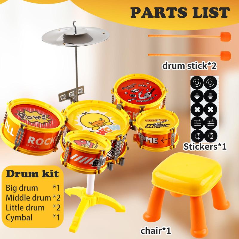 Toddler Drum Set with Chair - Mini Drum Toys for Kids Aged 1-3 Musical Learning Gift Music Toy