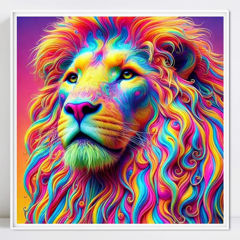 Lion Pattern Diamond Art Painting Kit without Frame, 5D Diamond Decorative Art Crafts Kit, DIY Wall Art Decoration for Living Room Bedroom