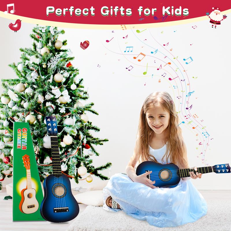 Music Toy Guitar for Kids 21-inch Wooden Acoustic Guitar 6 Strings Ukulele Guitar for Toddler Musical Instruments Learning Toys for Boys Girls Gifts Ages 3-7