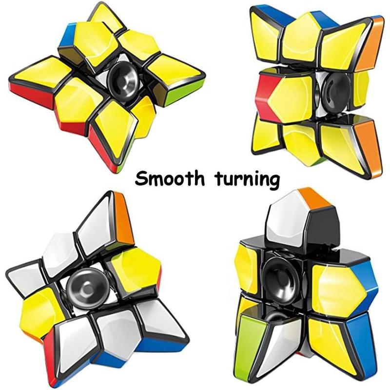 TANCH Magic Spinner Cube 2 in 1 Stickerless Brain Teasers Magic Puzzle Spinning Top Cube Rotatable Stress Relief 1X3X3 Finger Speed Cube Floppy Anti-Anxiety Fidget Toys Game for Kids Adults