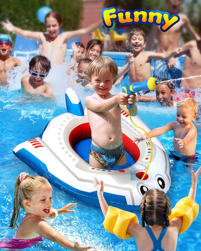 Pool Inflatable Floats for Kids, Airplane Car Swimming Pool Floats, Kids Pool Float with Gun for Kids Swimming Pool Beach Summer Water Float Party Outdoor kiddie pool