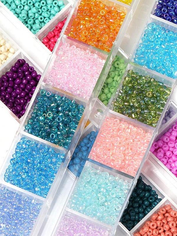 3mm Transparent Glass Seed Beads (6 Boxes), Random Color Series Bracelet Making Beads with 72-grid Plastic Storage Box, DIY Jewelry Making Supplies