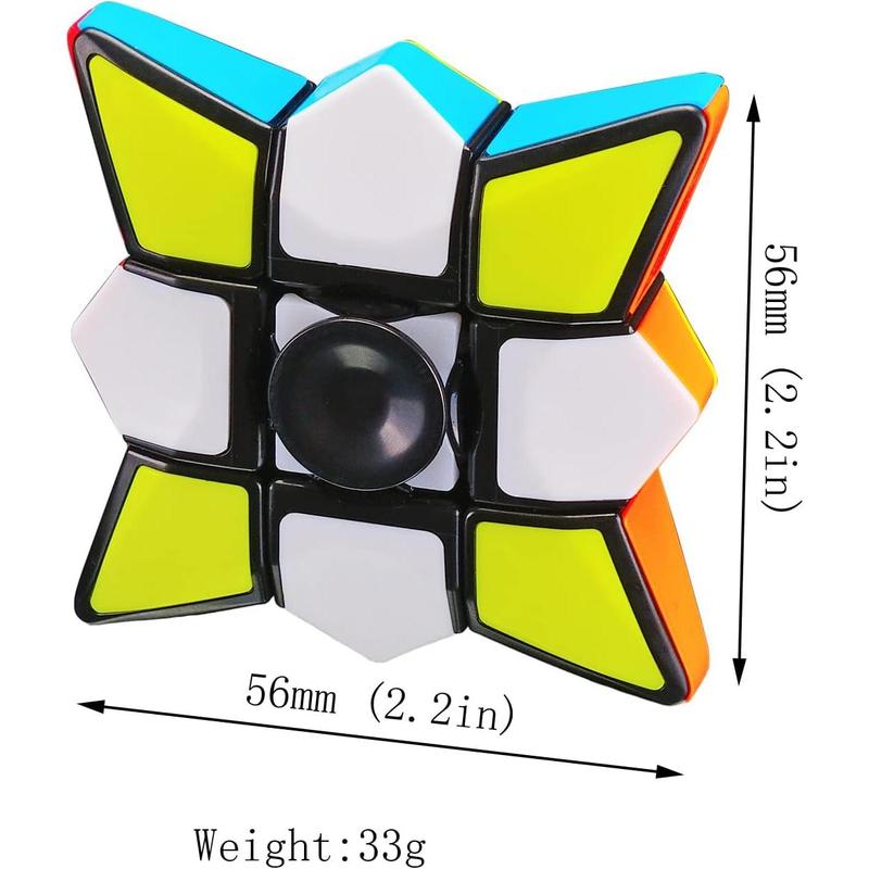 TANCH Magic Spinner Cube 2 in 1 Stickerless Brain Teasers Magic Puzzle Spinning Top Cube Rotatable Stress Relief 1X3X3 Finger Speed Cube Floppy Anti-Anxiety Fidget Toys Game for Kids Adults