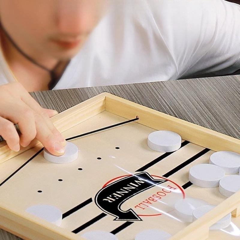 Fast Sling Puck Game, 1 Set Wooden Hockey Game, Foosball Board Game, Desktop Battle Winner Slingshot Game, Parent-child Interaction Family Games Toy, Party Game Supplies, Christmas Gift