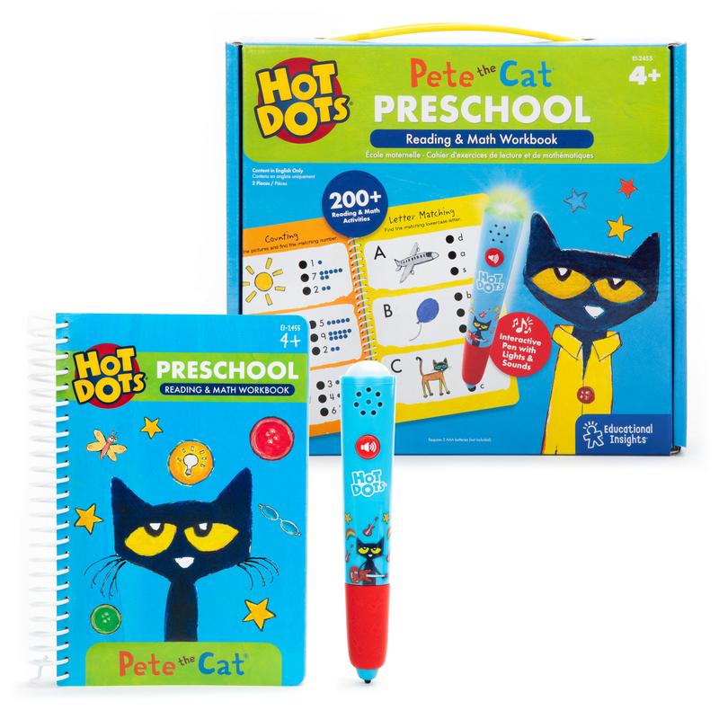 Educational Insights Hot Dots Pete the Cat Preschool Reading & Math, Ages 4+