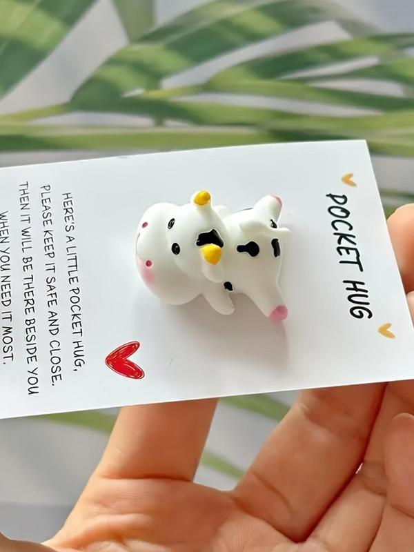 Cute Cow Design Resin Charm with Card, Cute Jewellery-making Kits for Birthday Gift, Fashion Accessories for Women & Girls, Jewelry Making Supplies