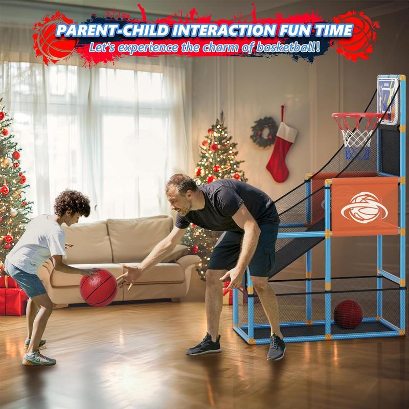 Arcade Basketball Game Set Boy Toys: Indoor Basketball Hoop with 4 Balls Outdoor Sports Toy for Kids 3-12 Years Old Adjustable Height with Air Pump Christmas Birthday Gifts Aged 3-5 6 6-8 7 8 8-12 9