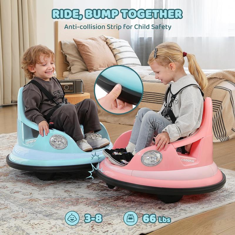 ELEMARA Ride on Bumper Car for Kids & Toddlers,1.9MPH Max,12V Ride on Toys W Remote,2Playing Modes,2-Speed,360°Spin,Bumping Toy Gifts with W Bluetooth,5 Flashing Lights,DIY Stickers