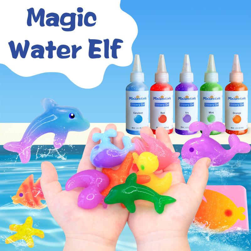 Magic Water Elf Toy Kit - Aqua Elves Water Gel Kit - 10 Colors Magic Water Fairy Gel 6 Molds Squishy Maker - Christmas Party Favor Birthday Aqua Art DIY STEM Gifts for Kids