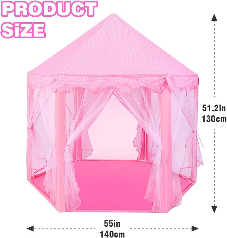 Christmas gift for kids Princess Tent with LED Star Lights,Kids Castle Play Tent for Girls,Large Playhouse