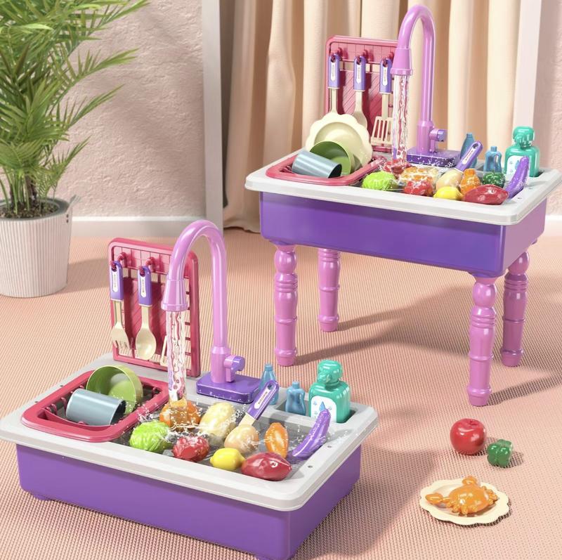 Purple Interactive Play Sink Toy with Automatic Water Circulation - Fun Kitchen Role Play Gift