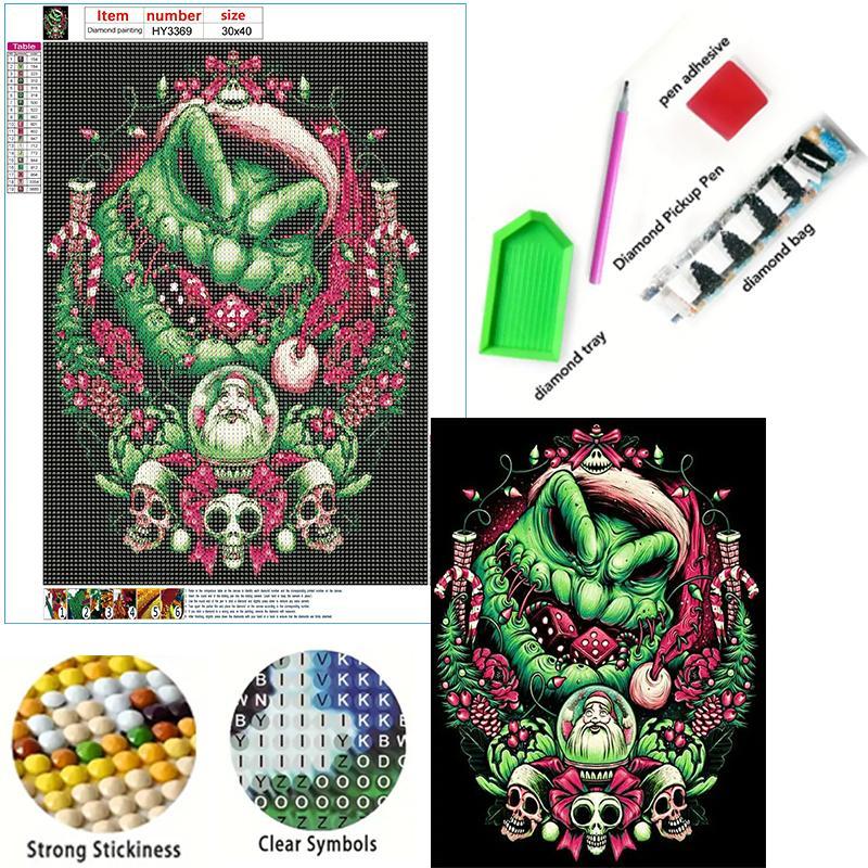 DIY Diamond Arts Painting without Frame, Green Creature Pattern DIY Painting, Handmade Craft Wall Art Decoration for Beginners