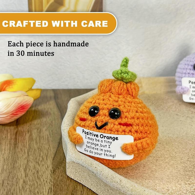 Positive Onion & Chick & Orange Design Crochet Ornament, 3 Counts Cute Cartoon Crochet Gifts, Home Decor Supplies