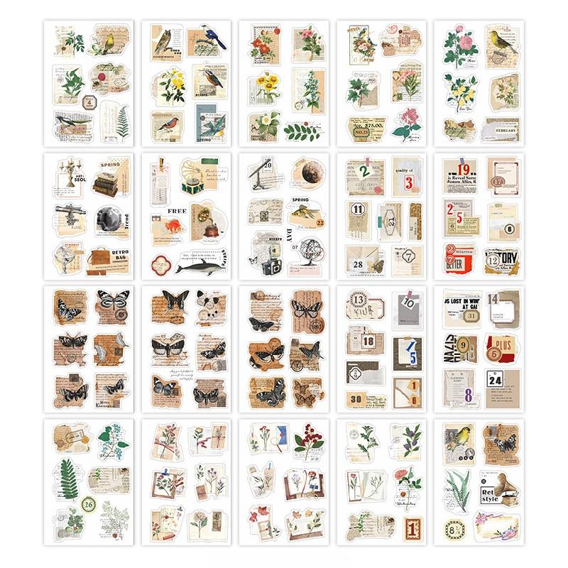 Mr.Paper 20 Pieces Of Retro Literary PET Sticker Book 4 Kinds Of Decorative Materials For Handbooks, 105mm*148mm