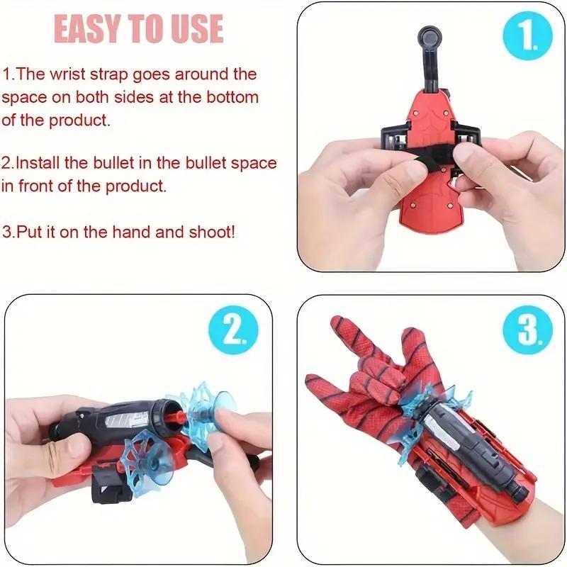 2 Spider Man Launcher Hero Launcher Wristband Toy Set, Launcher Gloves with Wristband Toy Fun Decorative Wristband Toy Set, Suitable for Children