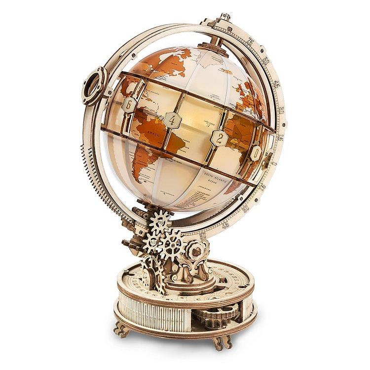 ROKR 3D Wooden Puzzles for Adults Illuminated Globe with Stand 180pcs 3D Puzzles Built Model Kit Hobby Gifts for Adults