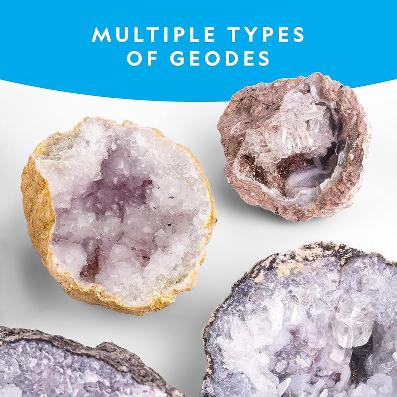 NATIONAL GEOGRAPHIC Break Open 10 Premium Geodes – Includes Goggles and 2 Display Stands - Great STEM Science Kit, Geology Gift for Kids, Break Your Own Geodes with Crystals, Toys for Boys and Girls