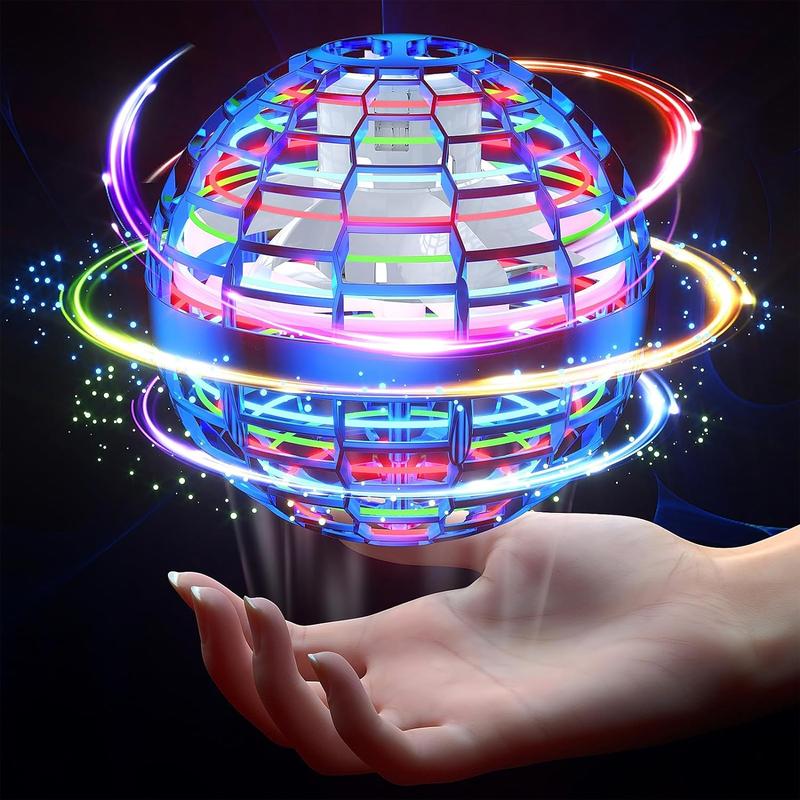 Flying Orb Ball Toys 360°Rotating Soaring Hover Orb Boomerang Spinner Magic LED Light Flying Ball Toys Hand Controlled Spinning Drone Ball Safe for Kids Adults Indoor Outdoor