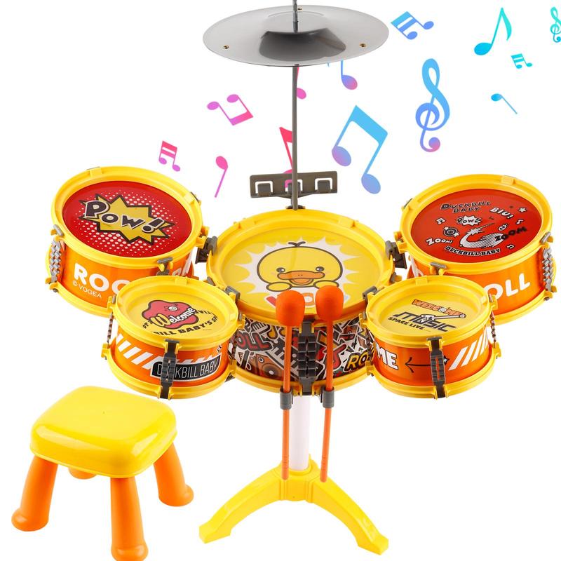 Toddler Drum Set with Chair - Mini Drum Toys for Kids Aged 1-3 Musical Learning Gift Music Toy