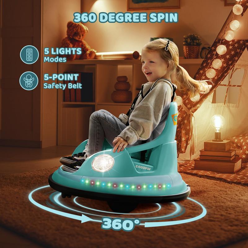 ELEMARA Ride on Bumper Car for Kids & Toddlers,1.9MPH Max,12V Ride on Toys W Remote,2Playing Modes,2-Speed,360°Spin,Bumping Toy Gifts with W Bluetooth,5 Flashing Lights,DIY Stickers