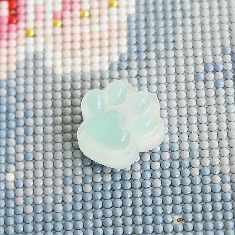 Random Color Cute Cat Paw Design Self-adhesive Cover, Embroidery Accessories, Canvas Protective Film Fixing Tools